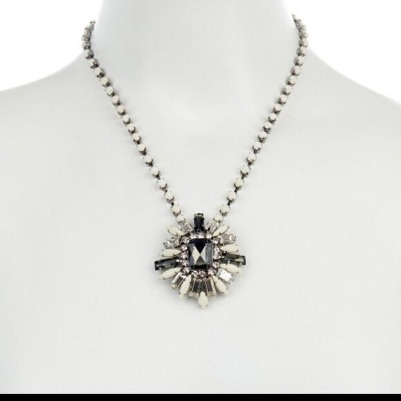 T & J Designs Jewelry - T & J DESIGNS Necklace 18k Gold Plated‎ Cream Smoke and Crystal Brooch NWT